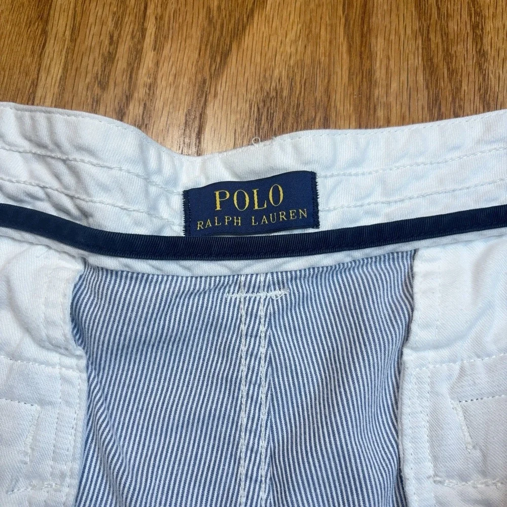 Polo Ralph Lauren Cargo Shorts Mens 40 Tall (Tag 42) Blue Seersucker Y2K FLAW